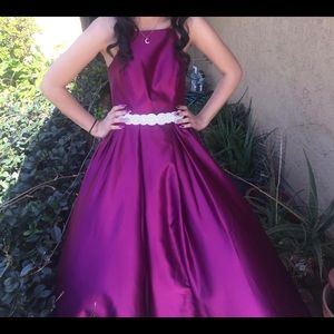 Magenta Hi-Low Betsy & Adam Prom Dress